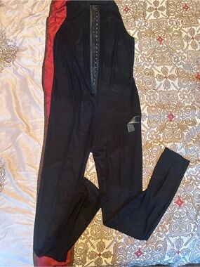 Women Black Sheer Jumpsuit Large